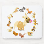Mandala mignon Mousepad de poneys de bande dessiné tapis de souris