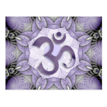 MANDALA OM - violet Cartes Postales
