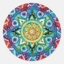 Mandala Trippy Autocollants Ronds