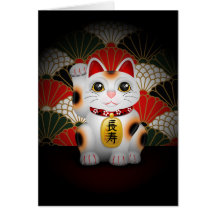Maneki en céramique blanc Neko Cartes De Vœux