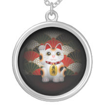 Maneki en céramique blanc Neko Colliers Personnalisés