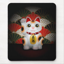 Maneki en céramique blanc Neko Tapis De Souris