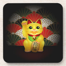 Maneki en céramique jaune Neko Sous-bocks