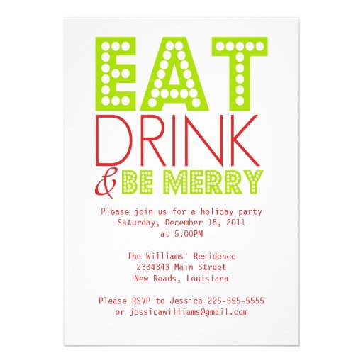 Mangez la boisson et soyez joyeux invitations personnalisables