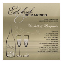 Mangez la boisson soit exposition argentée mariée  cartons d'invitation
