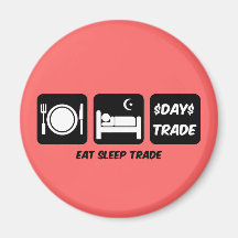mangez le commerçant de jour de sommeil magnets pour réfrigérateur