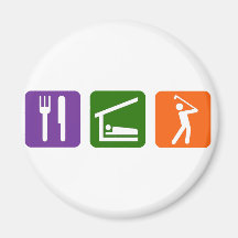 Mangez le golf de sommeil ! magnets pour réfrigérateur