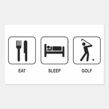 Mangez le golf de sommeil stickers rectangulaires