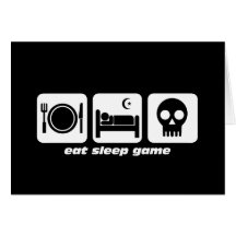 Mangez le jeu de sommeil cartes de vœux