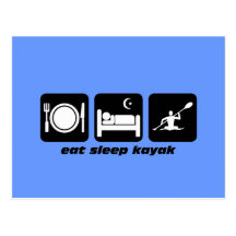mangez le kayak de sommeil cartes postales
