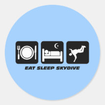 mangez le sommeil skydive autocollants ronds