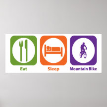 Mangez le vélo de montagne de sommeil posters