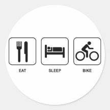 Mangez le vélo de sommeil autocollants ronds