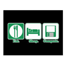 mangez l'ordinateur de sommeil (le vert) carte postale