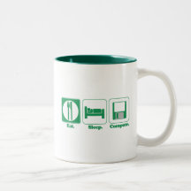 mangez l'ordinateur de sommeil (le vert) mugs