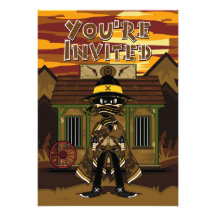 Manieur de pistolet de cowboy à l'invitation de pa