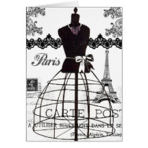 Mannequin blanc noir de mode de Paris Cartes De Vœux