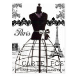 Mannequin blanc noir de mode de Paris Cartes Postales