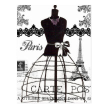 Mannequin blanc noir de mode de Paris Cartes Postales