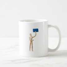 Mannequin tenant le carte de visite tasse