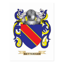 Manteau de Batterham des bras (crête de famille) Carte Postale