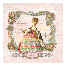 Manuscrit français de Marie Antoinette et roses ro Faire-part Personnalisables
