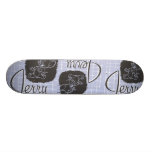 Manuscrit noir et bleu de Jerry planches à roulettes