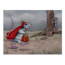 Marche de Halloween de diable de rat Carte Postale