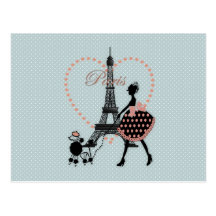 Marche vintage romantique mignonne de silhouette d cartes postales