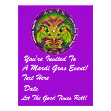 Mardi gras 6,5" x 8,75" notes de vue de Plse de po Invitations