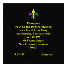 Mardi gras cartons d'invitation