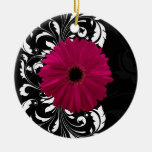 Marguerite fuchsia de Gerbera de rouleau avec noir Décoration Pour Sapin De Noël
