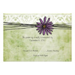 Marguerite pourpre et verte vintage épousant RSVP Faire-part