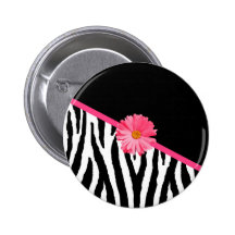 Marguerite rose Girly de motif de zèbre Badges