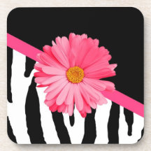 Marguerite rose Girly de motif de zèbre Sous-bocks