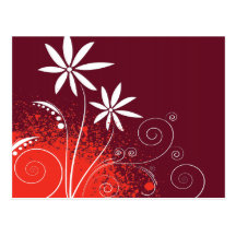 Marguerites blanches sur rouge et orange carte postale