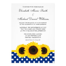 Mariage blanc et bleu de tournesol jaune de polka  faire-parts