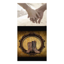 mariage campagnard brun vintage de bottes de cowbo cartes avec photo
