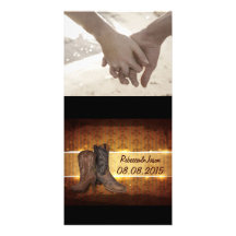 mariage campagnard brun vintage de bottes de cowbo cartes de vœux avec photo