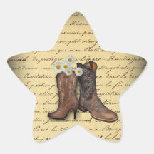 Mariage campagnard occidental de bottes de cowboy  autocollants en étoile