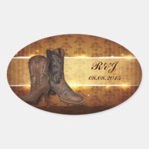mariage campagnard vintage élégant de bottes de co autocollants ovales