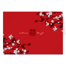 Mariage chinois chic de fleurs de cerisier blanche cartes