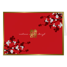 Mariage chinois de double bonheur de fleurs de cer carte de vœux