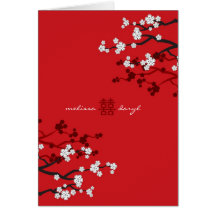 Mariage chinois de double bonheur de fleurs de cer cartes de vœux