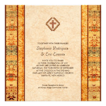 Mariage chrétien de carré de croix de fiesta aztèq cartons d'invitation