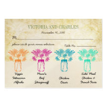 Mariage coloré de fleur sauvage de pot de maçon de cartes de visite personnelles