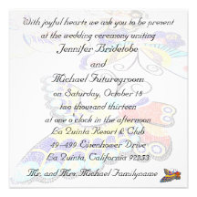 Mariage coloré joyeux de papillon invitations