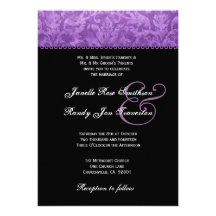Mariage damassé blanc noir pourpre Ver 002 Faire-parts