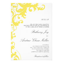 Mariage damassé élégant Invitation//Yellow