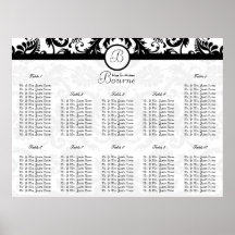 Mariage damassé noir posant le nombre de Tableau d Affiches